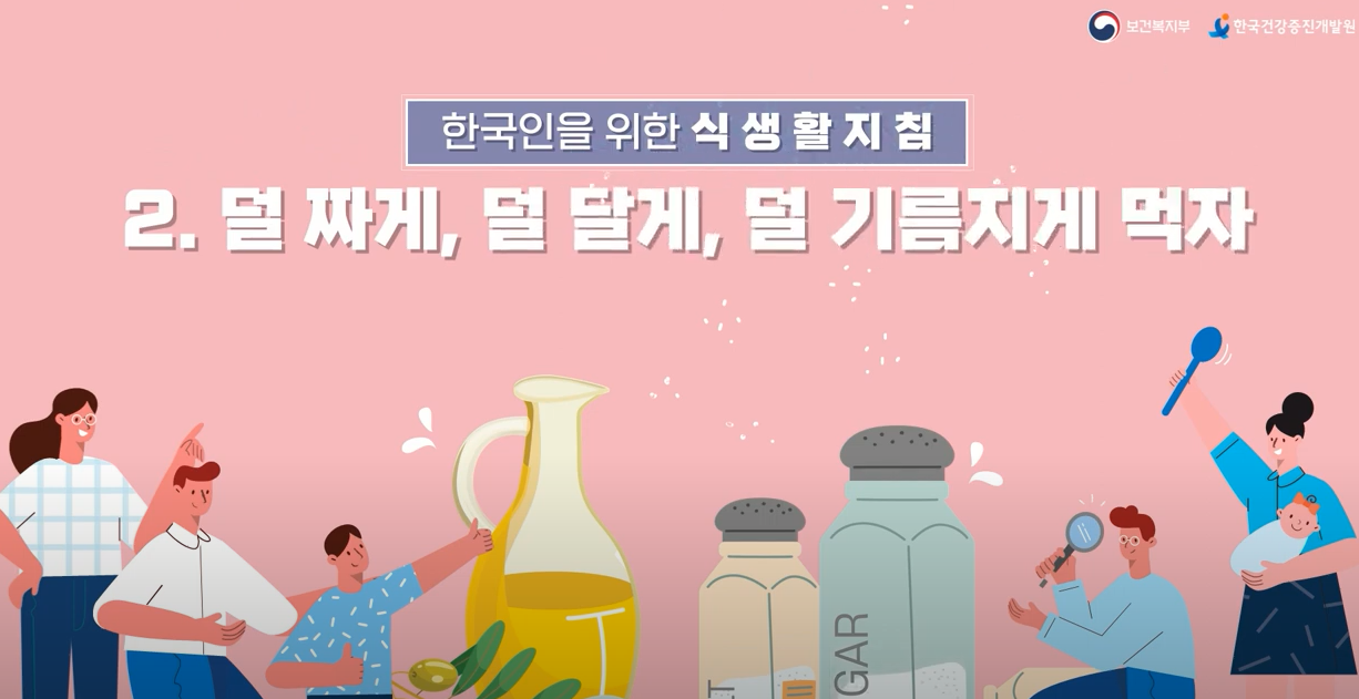 [기관자료] 한국인을 위한 식생활지침(2)_덜 짜게, 덜 달게, 덜 기름지게 먹자